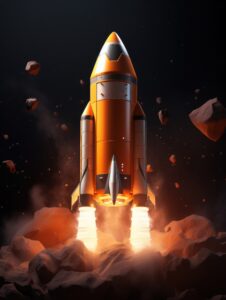 Home view 3d space rocket model